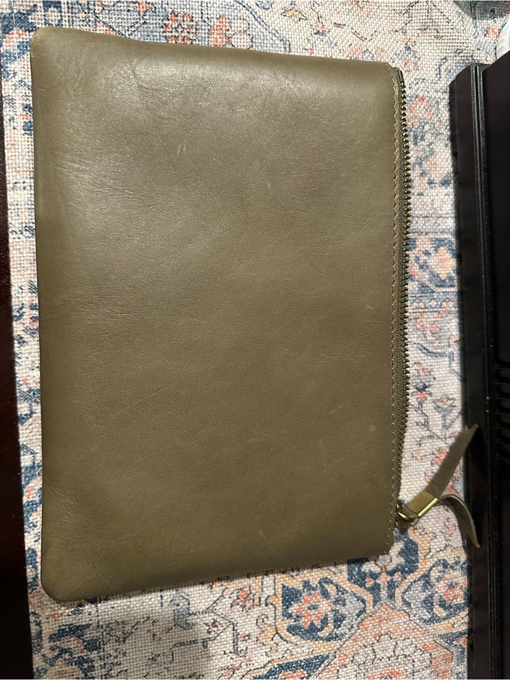 Madewell Olive Green Leather Zip Wristlet